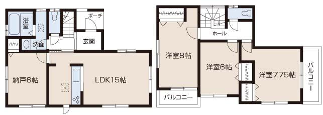 Floor plan. (3 Building), Price 27,800,000 yen, 3LDK+S, Land area 96.25 sq m , Building area 98.12 sq m