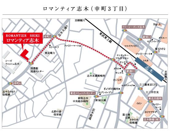 Local guide map. To downtown and quiet streets of Shiki Station walk 11 minutes, Rooftops of all 9 compartment is born! 