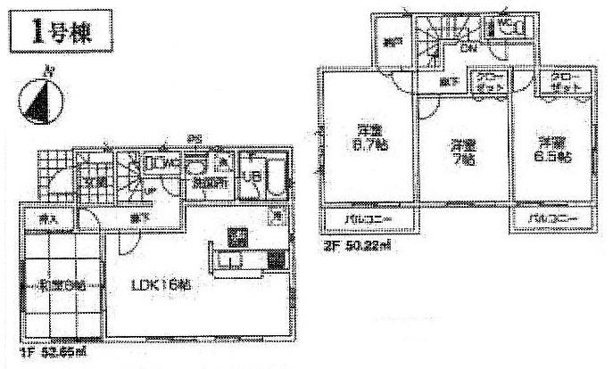 Floor plan. (1 Building), Price 34,800,000 yen, 4LDK, Land area 120 sq m , Building area 102.87 sq m