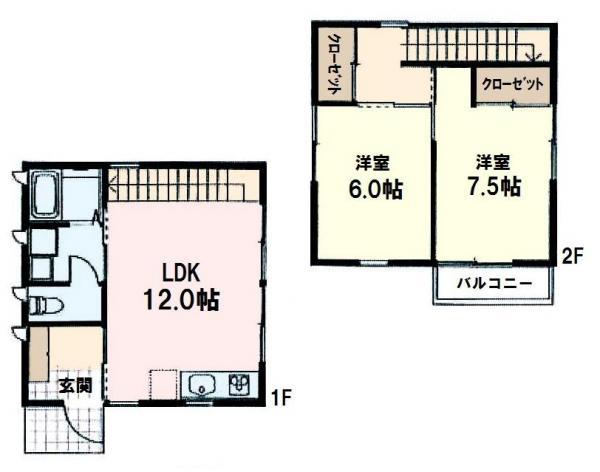 Floor plan. 24,800,000 yen, 2LDK, Land area 52.8 sq m , In fact you can see the indoor building area 59.62 sq m