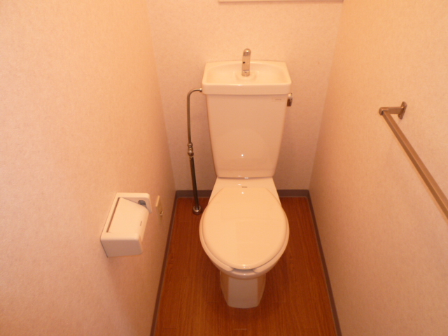Toilet. It is a photograph of the same type of room