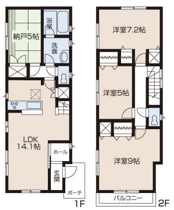 Floor plan. 39,800,000 yen, 2LDK + 2S (storeroom), Land area 91.68 sq m , Building area 93.14 sq m floor plan