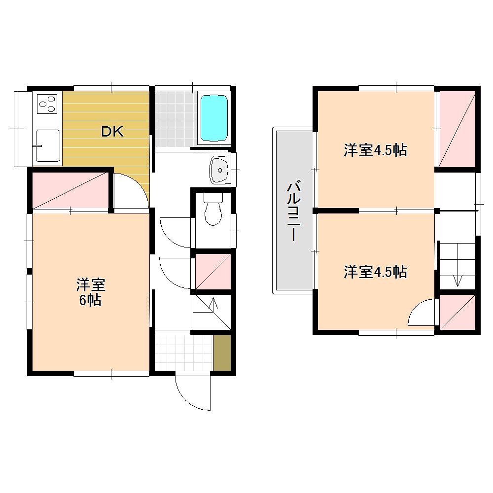 Floor plan. 9.8 million yen, 3DK, Land area 58.54 sq m , Building area 48.85 sq m floor plan