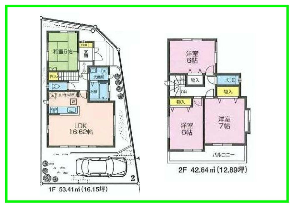 Floor plan. (Building 2), Price 43,800,000 yen, 4LDK, Land area 110.06 sq m , Building area 96.05 sq m