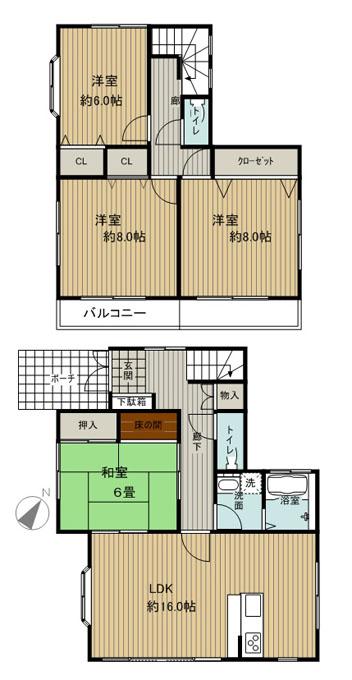 Floor plan. 36,800,000 yen, 4LDK, Land area 148.79 sq m , Family gatherings ^^ building area 110.54 sq m easy-to-use floor plan