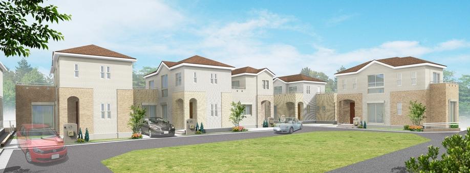 The new city is born in livable residential area of ​​walking 11 minutes a flat road from Tobu Tojo Line "Shiki" station, Commute for fast express station (2 stops 17 minutes to Ikebukuro) ・ Likely school also becomes convenient graceful community give in (streets Rendering) all 11 House, Town in safety such as adopting the open outside the structure ・ Characteristic is the peace of mind-conscious child-rearing families facing land design. Model house is in the public, Come to the local