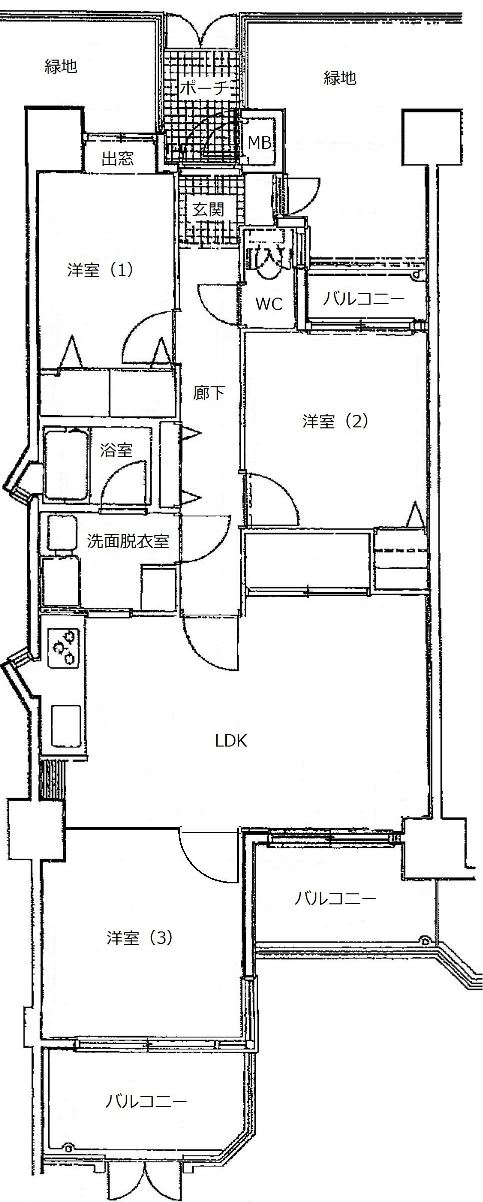 Floor plan. 3LDK, Price 16.5 million yen, Occupied area 61.93 sq m , Balcony area 11.39 sq m
