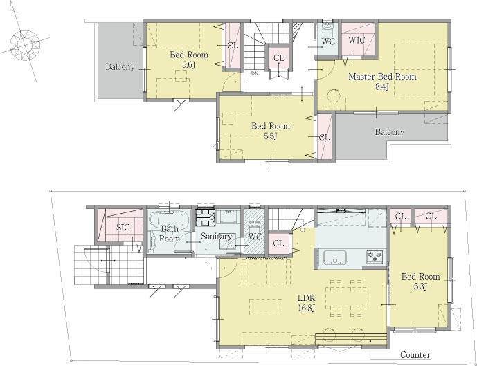Floor plan. (1 Building), Price 39,800,000 yen, 4LDK, Land area 97.87 sq m , Building area 101.85 sq m