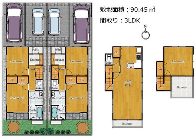 Compartment figure. Land price 20.8 million yen, Land area 90.45 sq m compartment view ・ Reference Plan