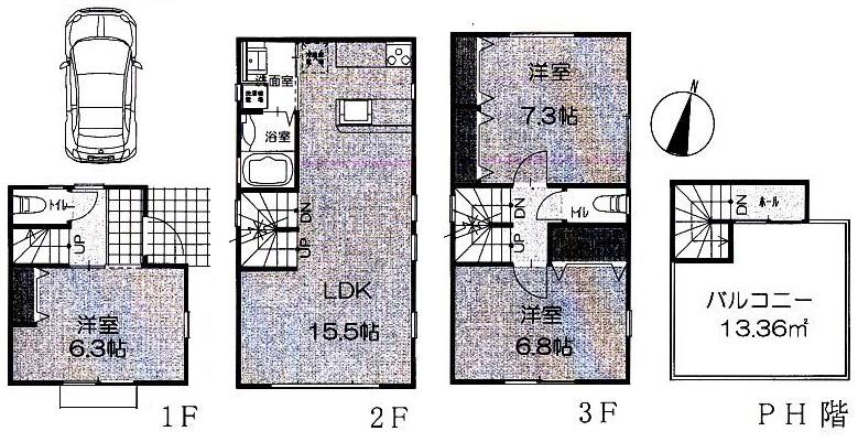 Floor plan. 23.8 million yen, 3LDK, Land area 53.6 sq m , Building area 100.45 sq m floor plan