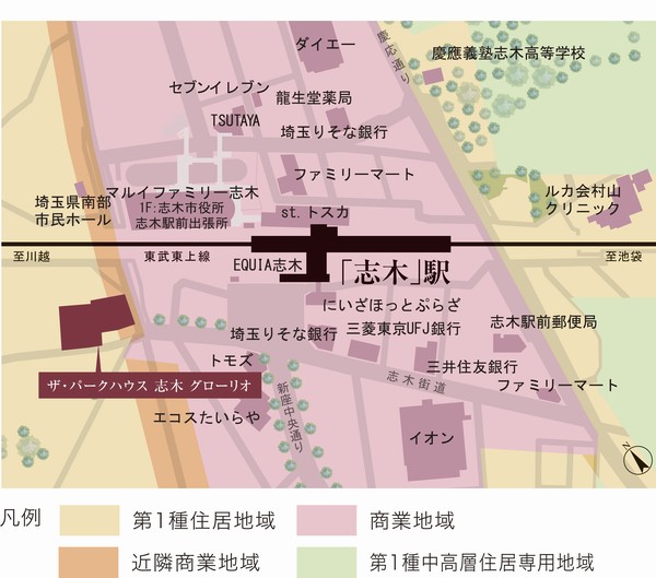 "Shiki" around the station use district conceptual diagram ※ Both conceptual diagram 2 points, Roads and buildings are real and different in what was conceptualized representation.