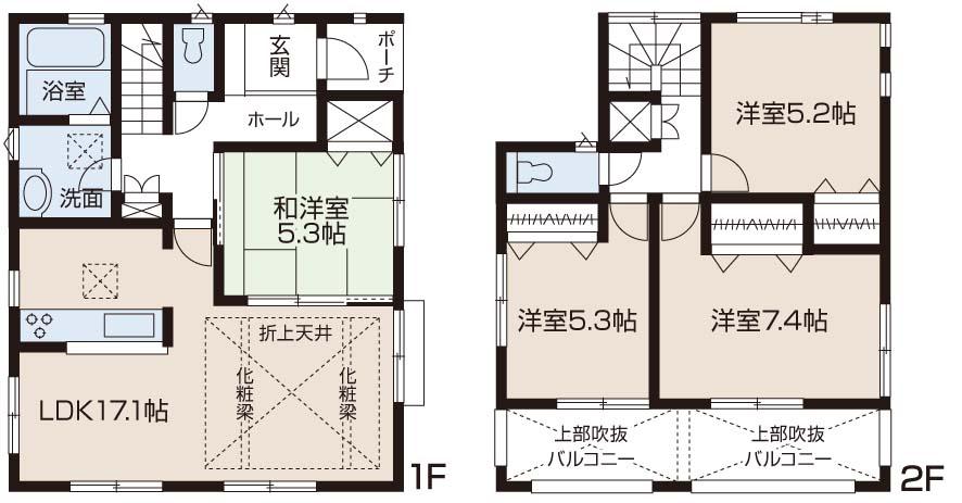 Floor plan. (Building 2), Price 39,800,000 yen, 4LDK, Land area 120 sq m , Building area 97.49 sq m