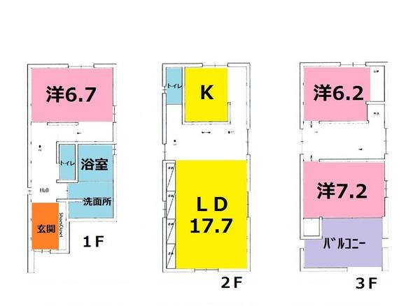 Floor plan. 33,800,000 yen, 3LDK, Land area 73.06 sq m , Building area 102.08 sq m