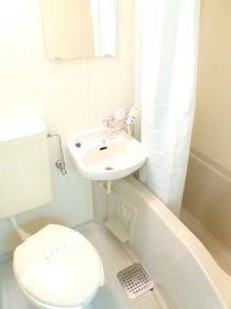 Bath. Bathroom of easy to clean 3-point unit type
