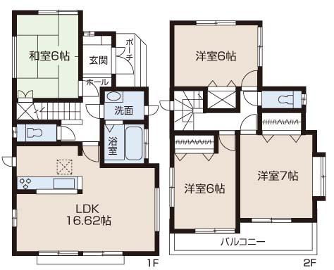 Floor plan. (Building 2), Price 43,800,000 yen, 4LDK, Land area 110.06 sq m , Building area 96.05 sq m