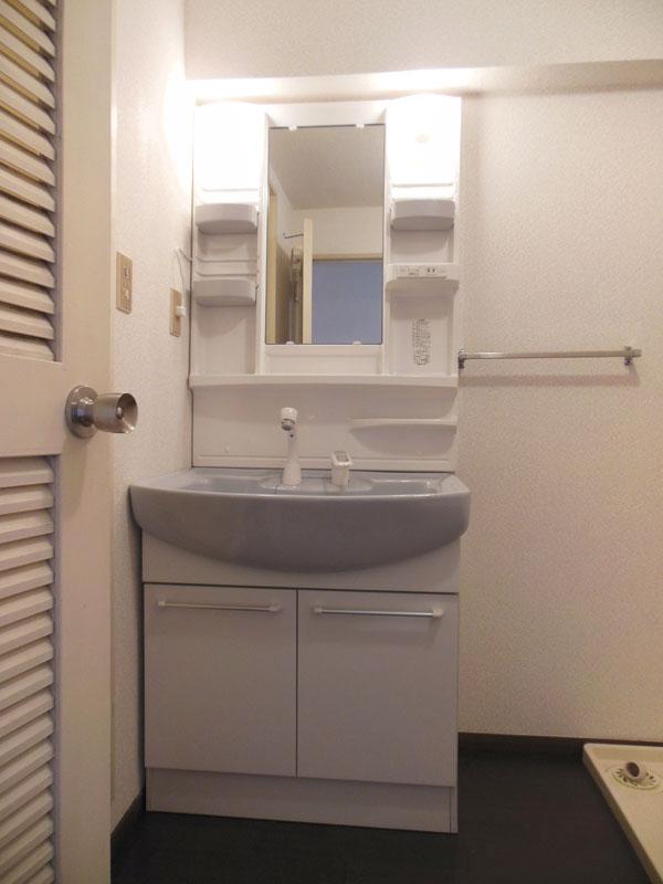 Wash basin, toilet. Bathroom vanity