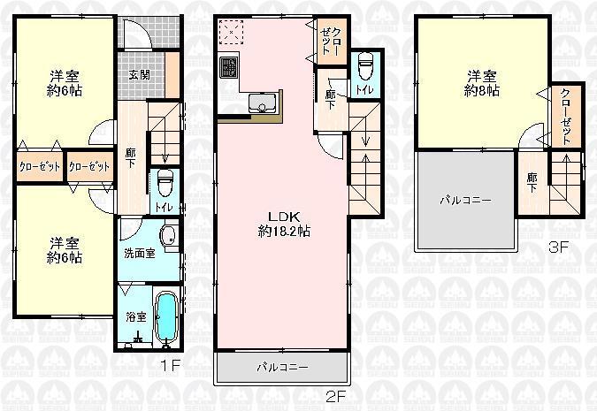 Building plan example (floor plan). Building plan example (A No. land) Building price 16 million yen, Building area 96 sq m