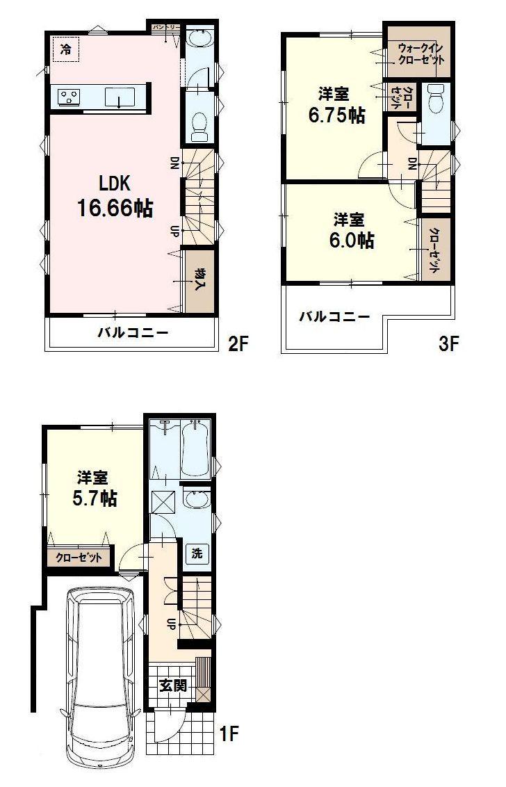 Building plan example (floor plan). Building plan example (B No. Ward) 3LDK, Land price 18.6 million yen, Land area 63.5 sq m , Building price 15.2 million yen, Building area 99.63 sq m