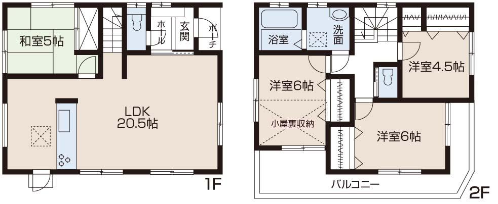 Floor plan. (1 Building), Price 33,800,000 yen, 4LDK, Land area 108.42 sq m , Building area 95.58 sq m