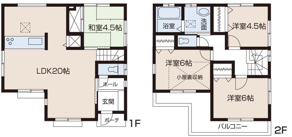 Floor plan. (Building 2), Price 33,800,000 yen, 4LDK, Land area 108.43 sq m , Building area 94.77 sq m