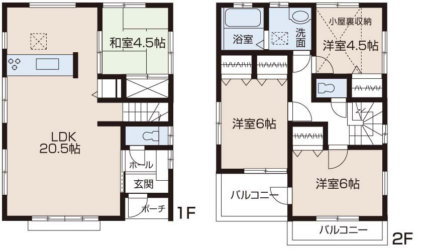 Floor plan. (9 Building), Price 32,800,000 yen, 4LDK, Land area 107.18 sq m , Building area 95.58 sq m