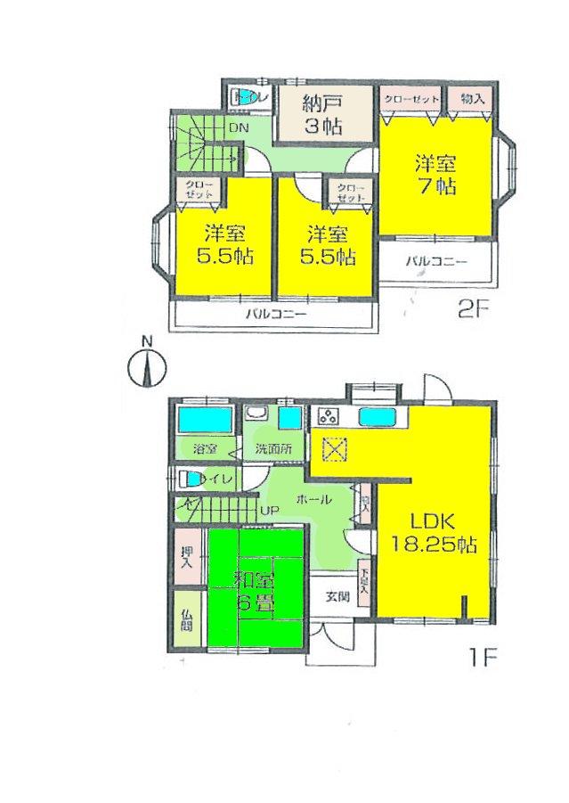 Floor plan. 25,300,000 yen, 4LDK + S (storeroom), Land area 208.15 sq m , Building area 109.09 sq m   ■ Spacious LDK18.25 Pledge ~ ! Storeroom 3 Pledge! Interior renovation! Hito is good! 