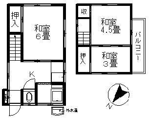 Floor plan. 4 million yen, 3K, Land area 62.7 sq m , Building area 39.74 sq m
