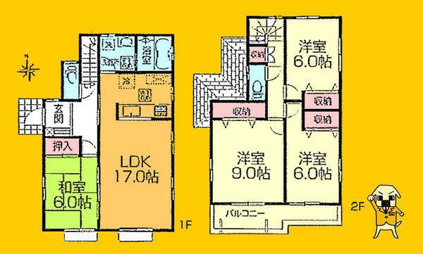 Floor plan. 30,800,000 yen, 4LDK, Land area 143.85 sq m , Building area 107.23 sq m
