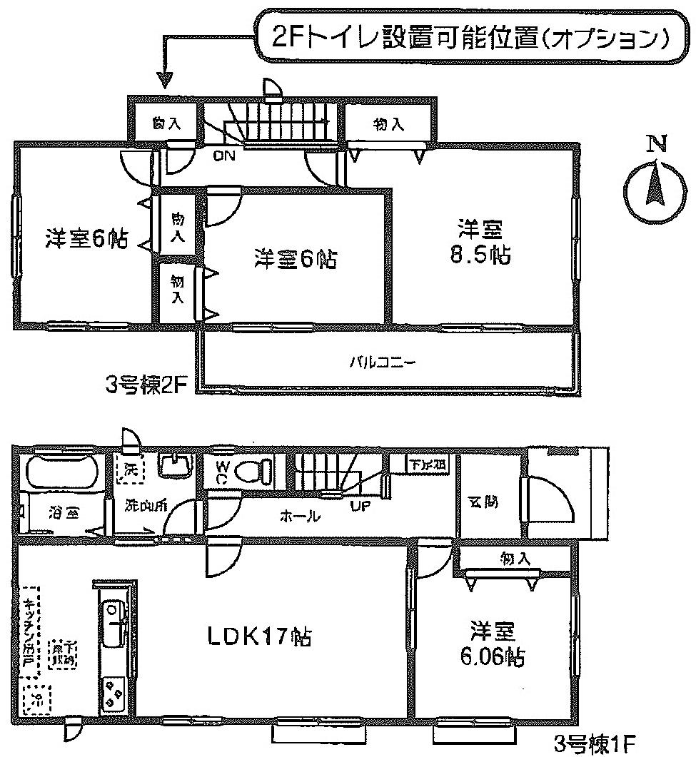 Floor plan. (3 Building), Price 23.8 million yen, 4LDK, Land area 153.32 sq m , Building area 103.09 sq m