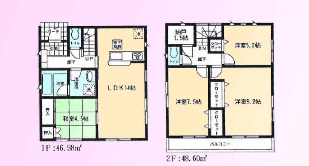 Floor plan. Price 19,800,000 yen, 4LDK+S, Land area 115.34 sq m , Building area 95.58 sq m