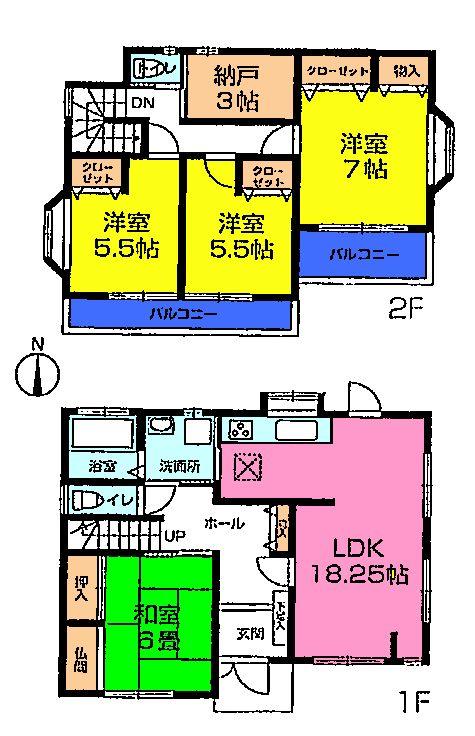Floor plan. 25,300,000 yen, 4LDK + S (storeroom), Land area 208.15 sq m , Building area 97.71 sq m