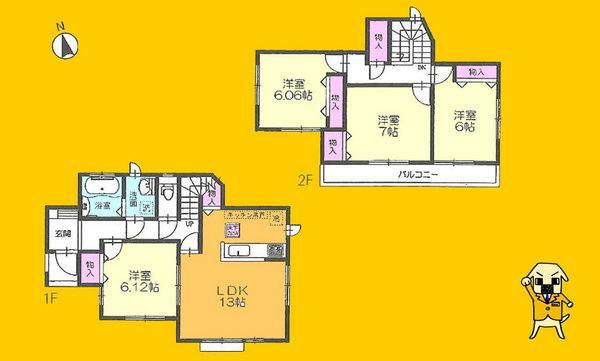 Floor plan. 22,800,000 yen, 4LDK, Land area 100.1 sq m , Building area 97.02 sq m