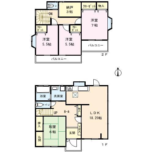 Floor plan. 25,300,000 yen, 4LDK+S, Land area 208.15 sq m , Building area 97.71 sq m