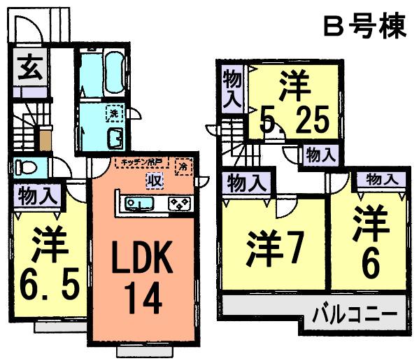 Floor plan. (B Building), Price 20.8 million yen, 4LDK, Land area 119.07 sq m , Building area 93.98 sq m