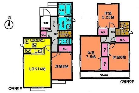 Floor plan. 20.8 million yen, 4LDK, Land area 119.07 sq m , Building area 95.22 sq m