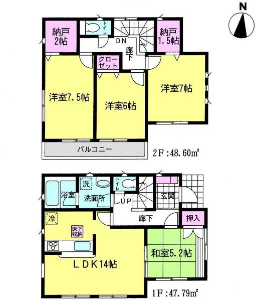 Floor plan. 19,800,000 yen, 4LDK+2S, Land area 114.17 sq m , Building area 96.39 sq m