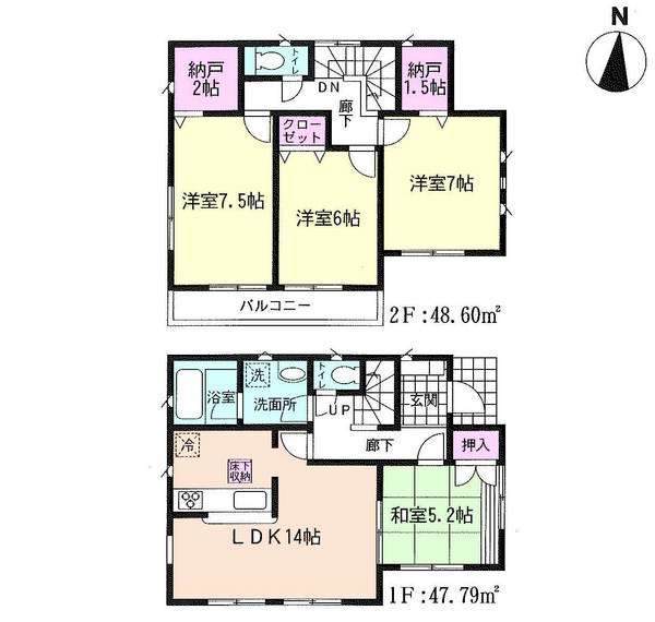 Floor plan. 19,800,000 yen, 4LDK+S, Land area 114.17 sq m , Building area 96.39 sq m