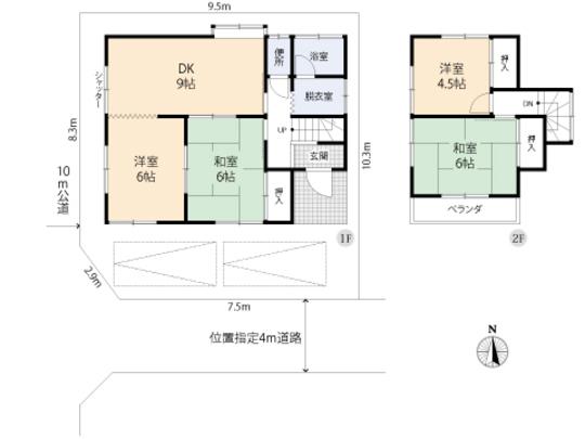 Floor plan. 10.8 million yen, 4DK, Land area 96.84 sq m , Building area 72.86 sq m floor plan
