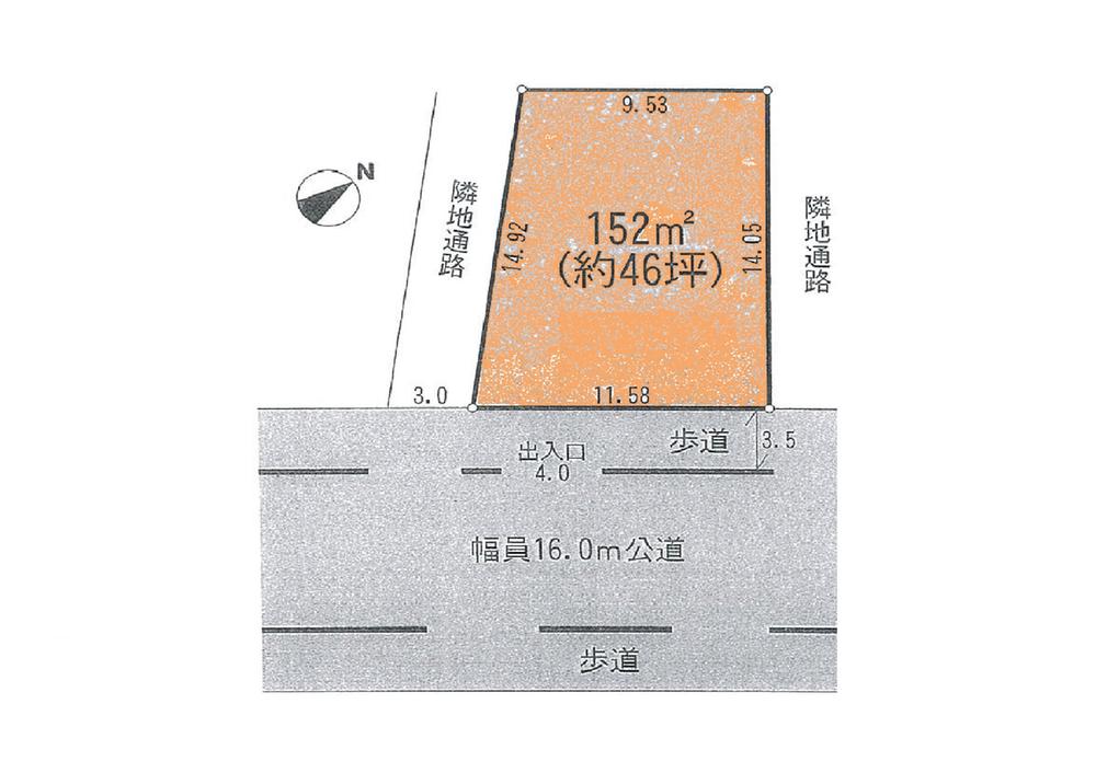 Compartment figure. Land price 16.5 million yen, Land area 152 sq m