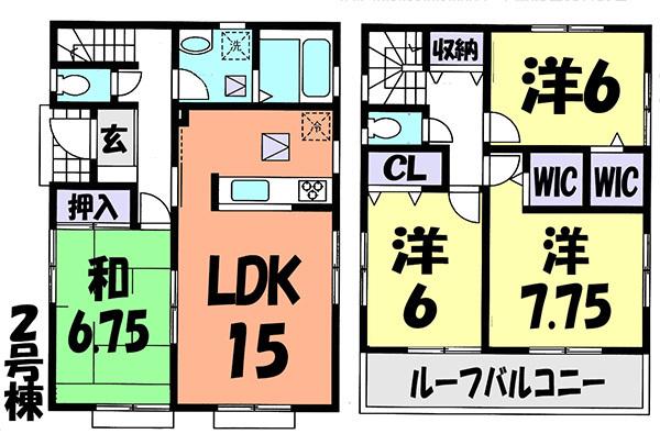 Floor plan. (Building 2), Price 21,800,000 yen, 4LDK, Land area 136.9 sq m , Building area 99.78 sq m