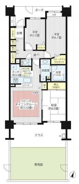 Floor plan. 3LDK, Price 21.5 million yen, Occupied area 75.56 sq m floor plan