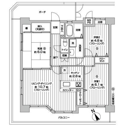 Floor plan. 3LDK, Price 17.8 million yen, Occupied area 69.79 sq m , Balcony area 22.32 sq m
