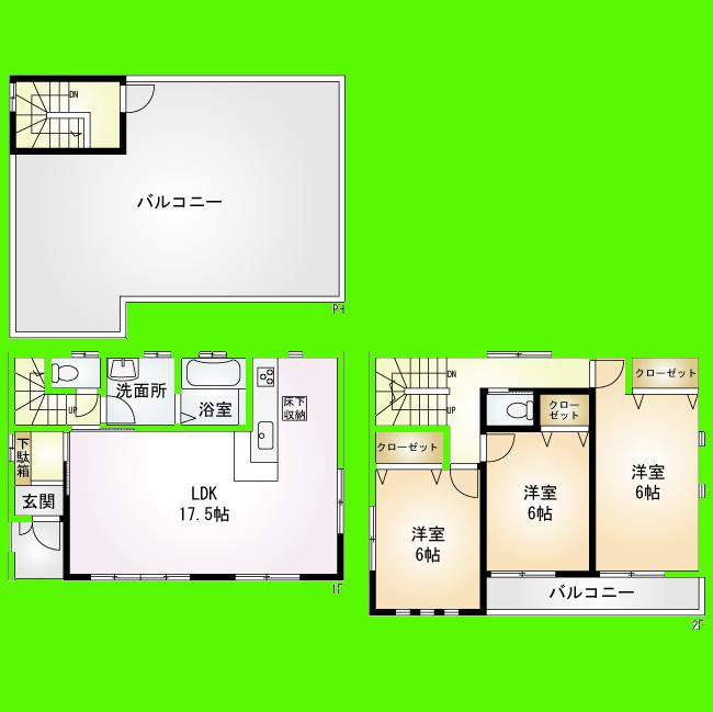 Floor plan. 28.8 million yen, 3LDK, Land area 85.15 sq m , Building area 95.01 sq m