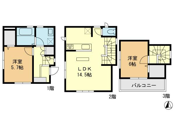 Floor plan. 19,800,000 yen, 2LDK, Land area 49.28 sq m , Building area 68.93 sq m