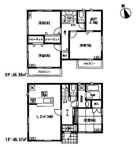 Floor plan. 25,800,000 yen, 4LDK + S (storeroom), Land area 99.43 sq m , Building area 93.55 sq m floor plan