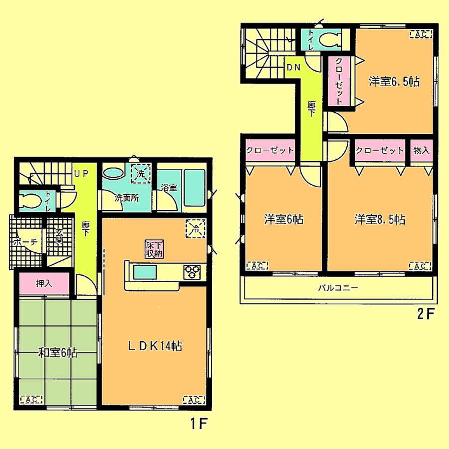 Floor plan. Price 33,800,000 yen, 4LDK, Land area 100.09 sq m , Building area 96.39 sq m