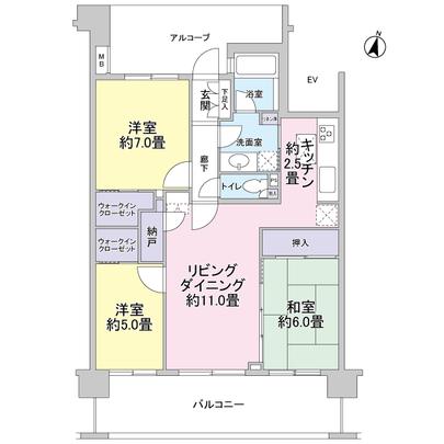 Floor plan. 3LD ・ K type / 2WAY kitchen