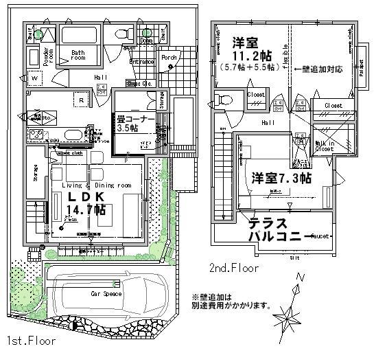 Floor plan. (6 Building), Price 36,800,000 yen, 2LDK, Land area 100.01 sq m , Building area 93.77 sq m