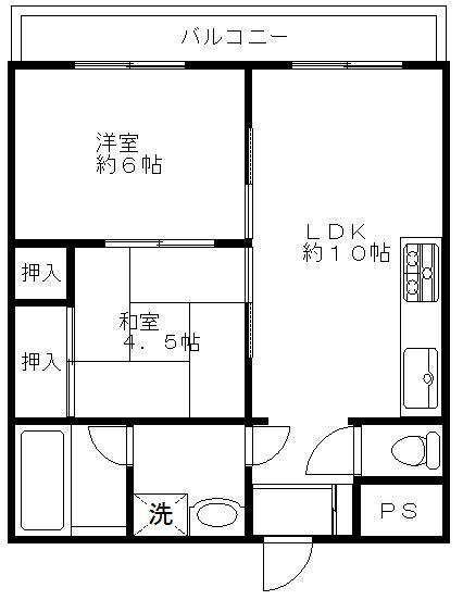 Floor plan. 2LDK, Price 6.3 million yen, Occupied area 40.82 sq m , Balcony area 7 sq m