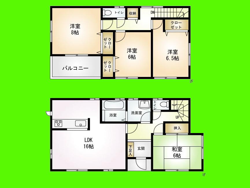 Floor plan. 36,800,000 yen, 4LDK, Land area 167.59 sq m , Building area 103.5 sq m all room facing south of the bright rooms
